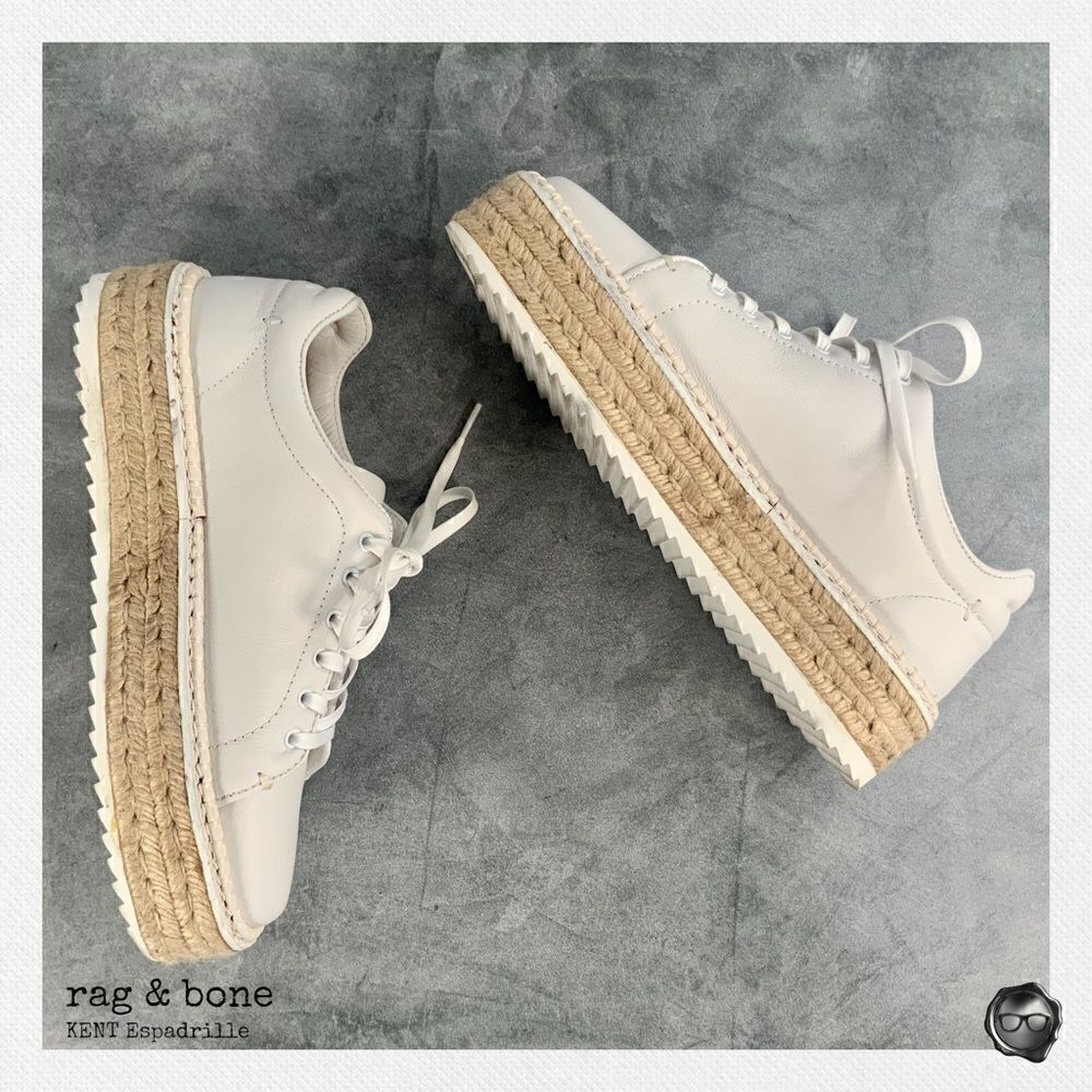 RAG & BONE KENT ESPADRILLE PLATFORM SNEAKER IN WHITE WOMEN’S SIZE 6.5 NEW IN BOX - Picture 2 of 13